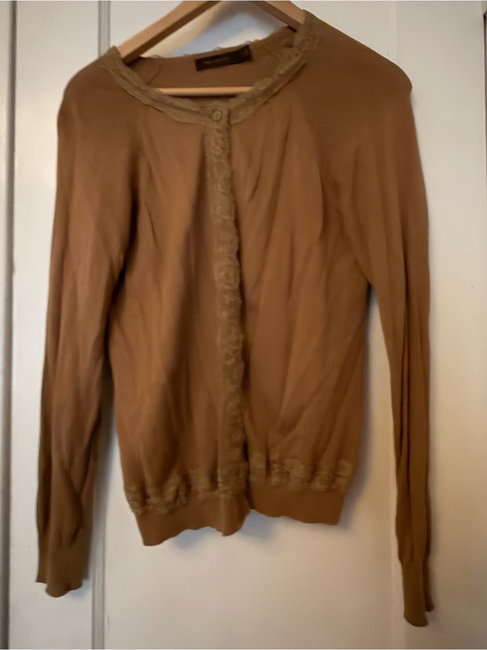 The Limited Tan Brown Ruffle-Trim Cardigan